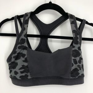 LULULEMON Animal Print Racerback Strappy Sports Bra Charcoal Gray Black